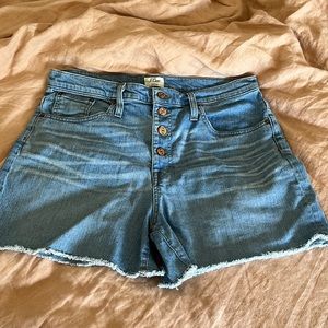 J.Crew High Rise Exposed Button Fly Fray Hem Cut Off Jean Shorts Sz 31